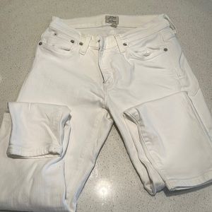 J crew 8” toothpick white jeans